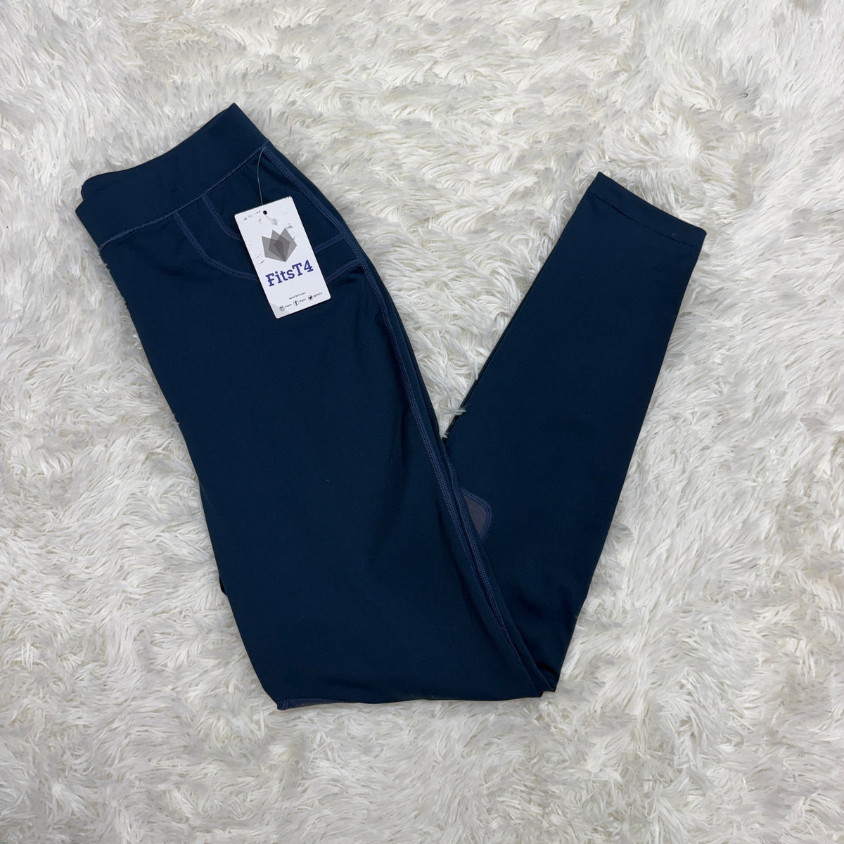 New Women’s XL Blue FitsT4 Knee Patch Horseback Riding Tights