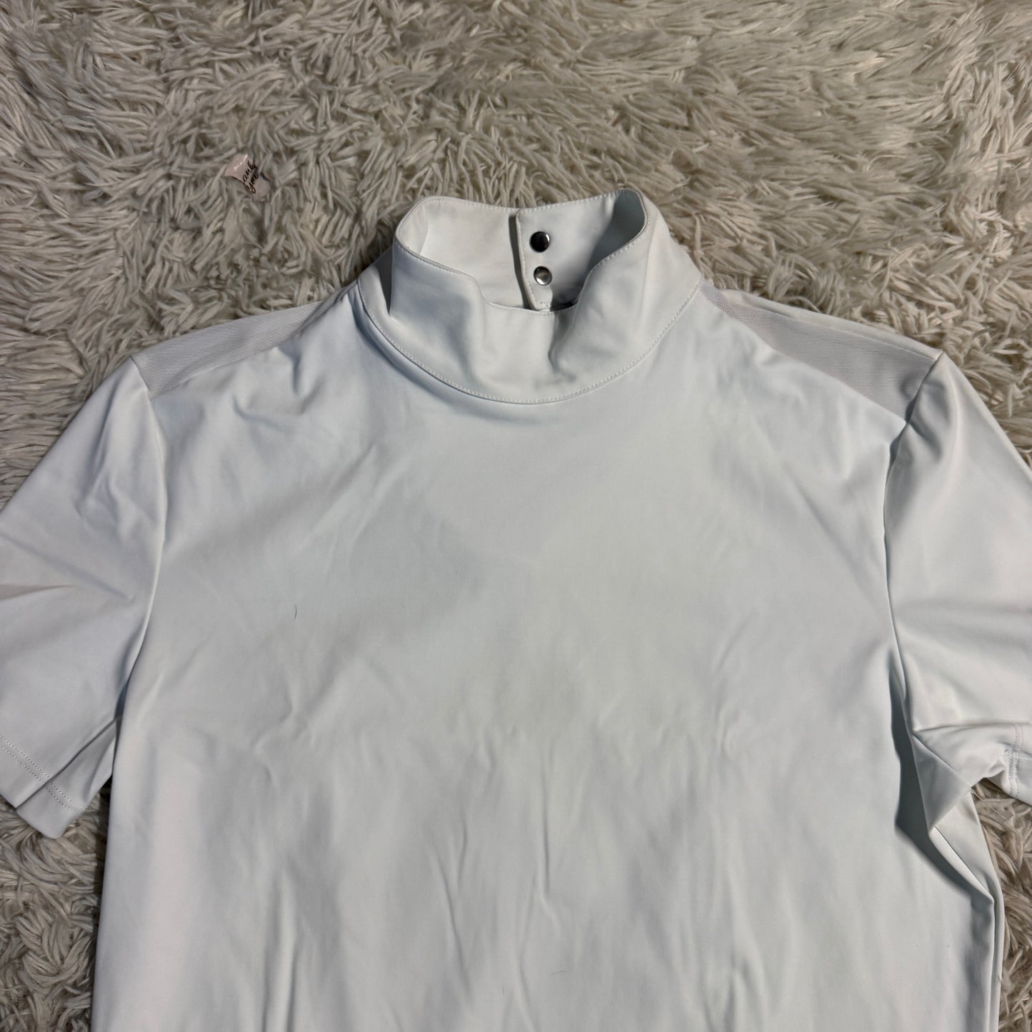 Women’s Large White Equisite Short Sleeve Horseback Riding Show Shirt
