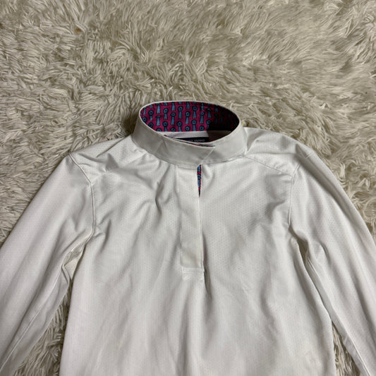 Child’s Medium White Essex Classics Long Sleeve Horseback Riding Show Shirt