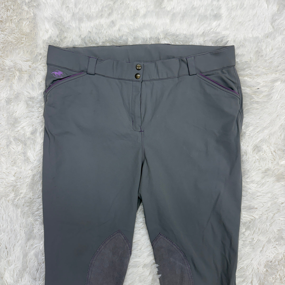 Women’s Size 44R Grey Smartpak Piper Knee Patch Horseback Riding Breeches