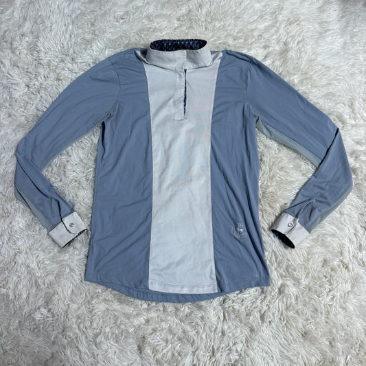 Child’s XL Blue/White Essex Classics Long Sleeve Horseback Riding Show Shirt