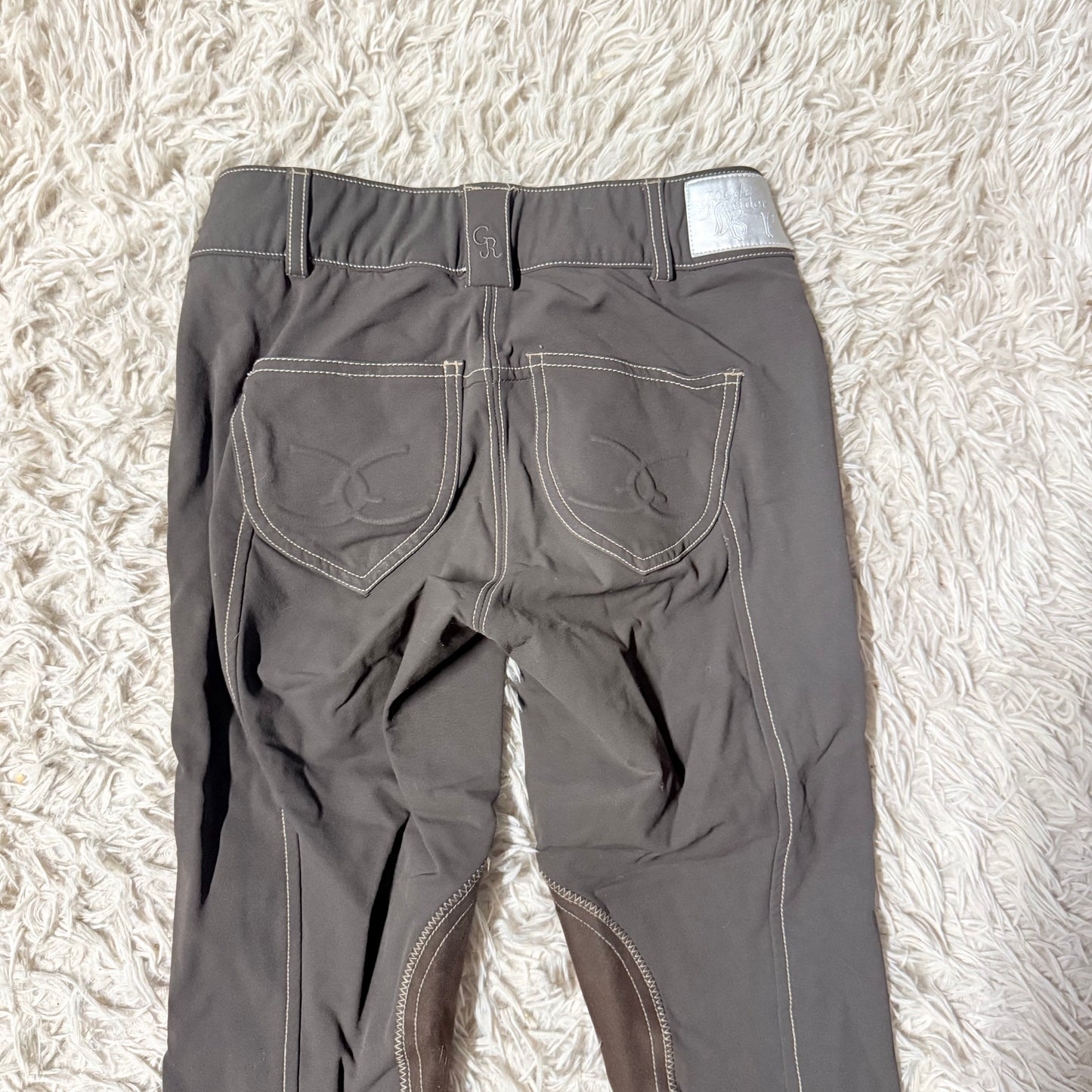 Women’s Size 26R Grey/Brown Goode Rider Knee Patch Horseback Riding Breeches