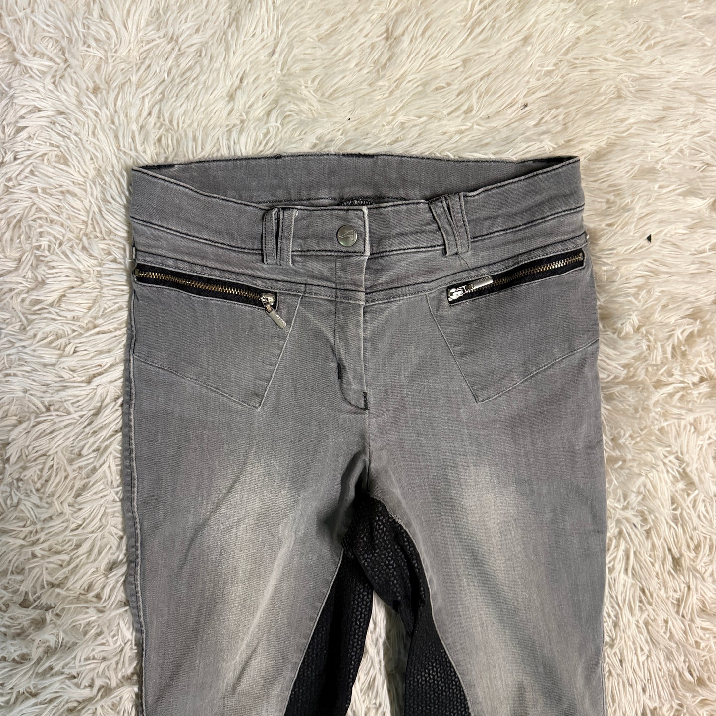 Women’s Size 24R Grey/Black Euro Star Full Seat Horseback Riding Breeches