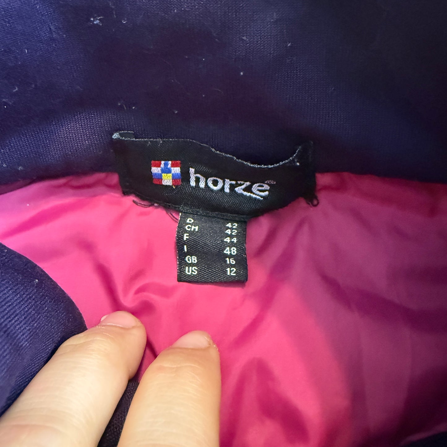 Women’s Size 12 Pink/Purple Horze Winter Horseback Riding Zip Up Jacket