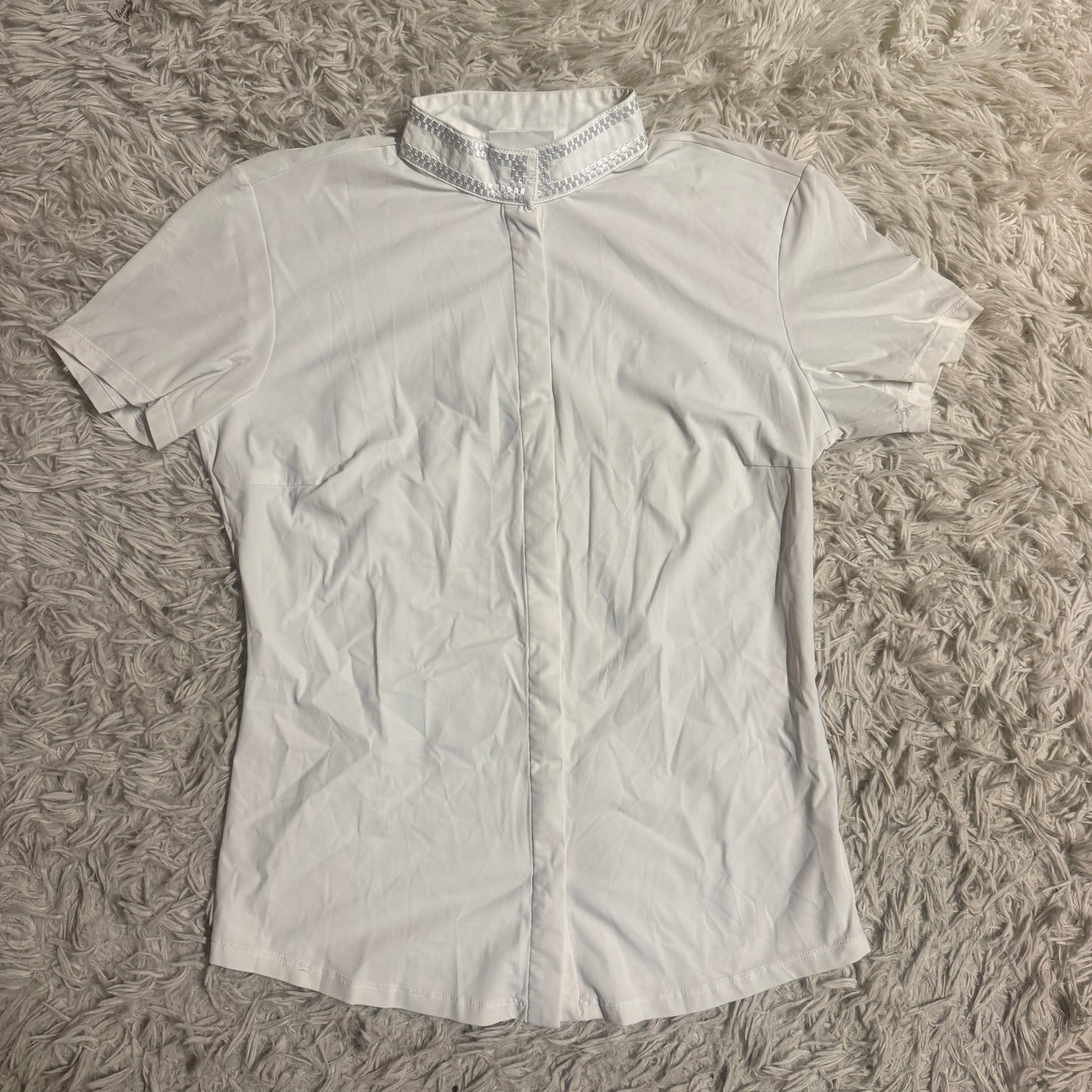 Women’s Large White Cavalleria Toscana Short Sleeve Horseback Riding Show Shirt