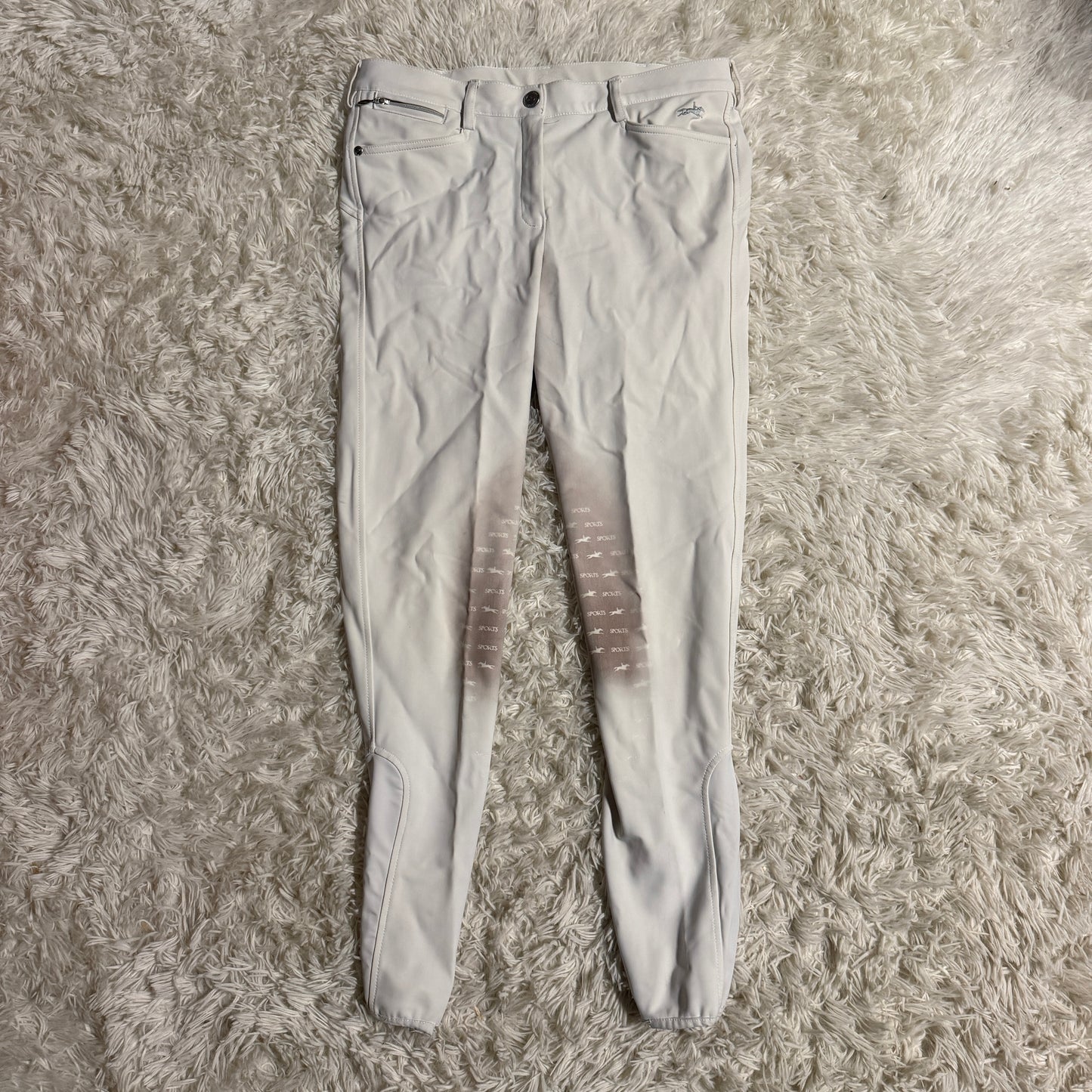 Women’s Size 28R White Schockemohle Knee Patch Horseback Riding Breeches