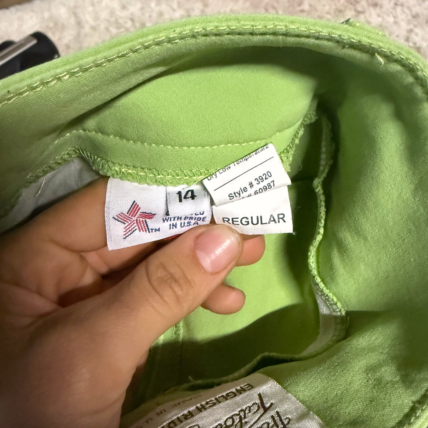 Child’s 14R Green Tailored Sportsman Knee Patch Horseback Riding Breeches