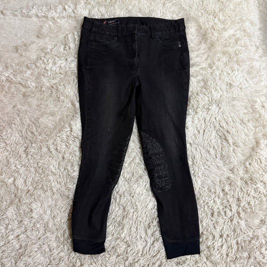 Women’s Size 34R Black Denim Ariat Knee Patch Horseback Riding Breeches