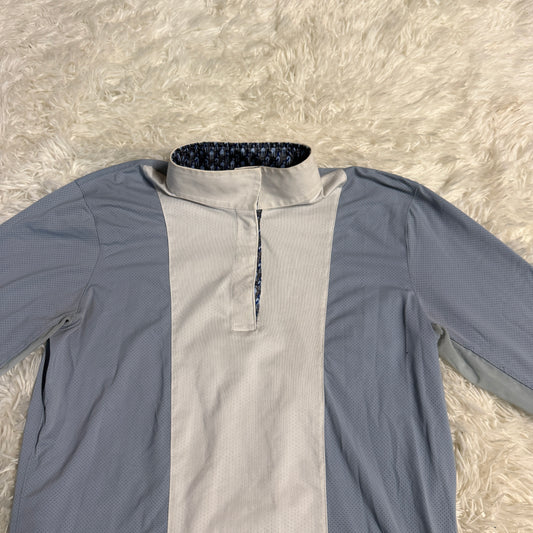 Child’s XL Blue/White Essex Classics Long Sleeve Horseback Riding Show Shirt