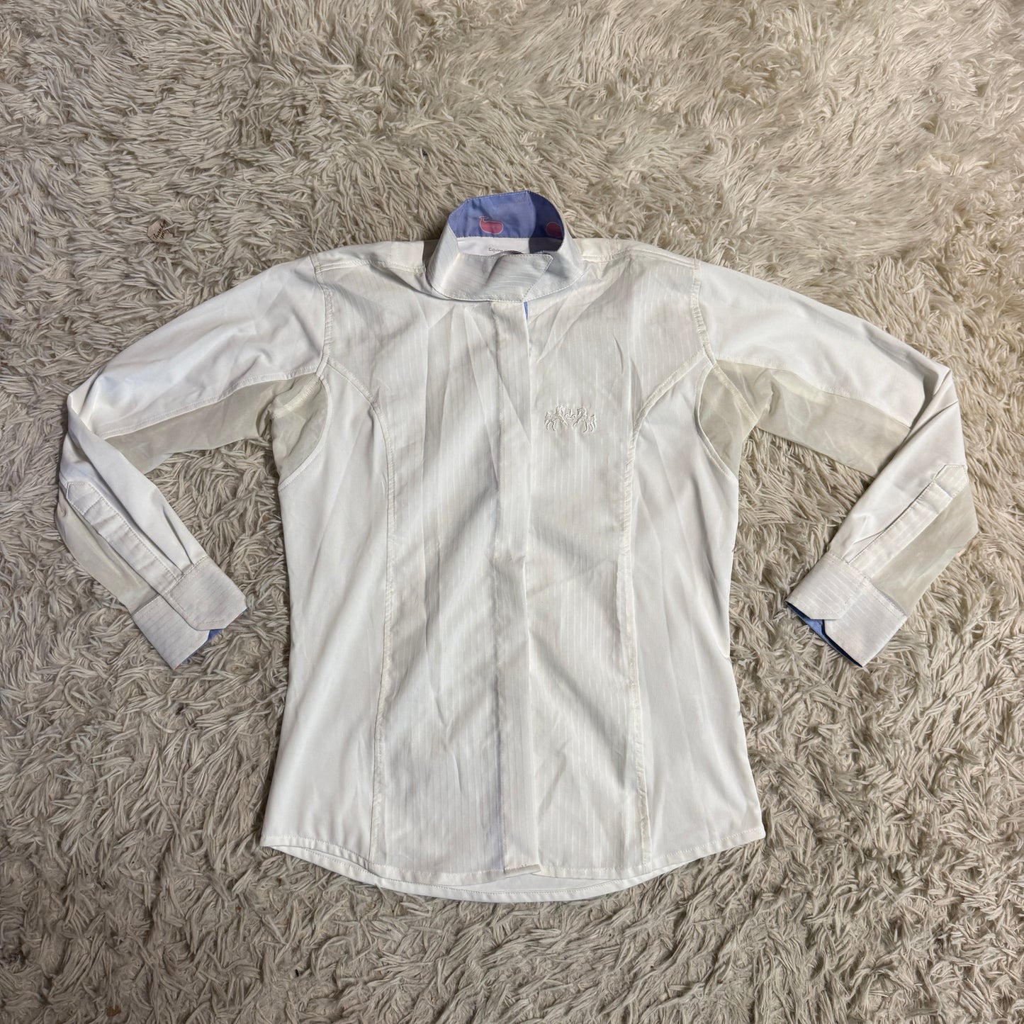 Child’s Size 10 White Equine Couture Long Sleeve Horseback Riding Show Shirt