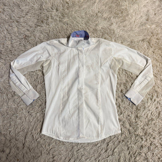 Child’s Size 10 White Equine Couture Long Sleeve Horseback Riding Show Shirt