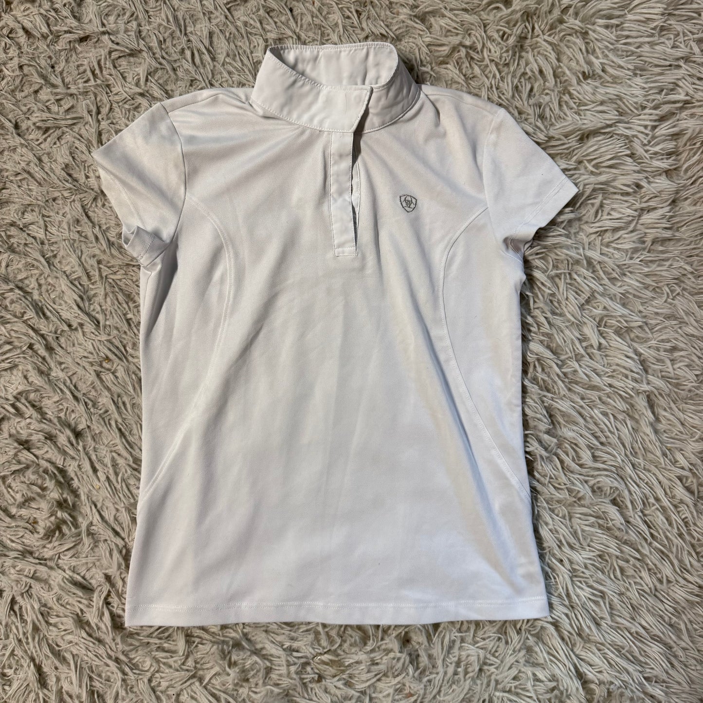 Girl’s Large White Ariat Short Sleeve Horseback Riding Show Shirt