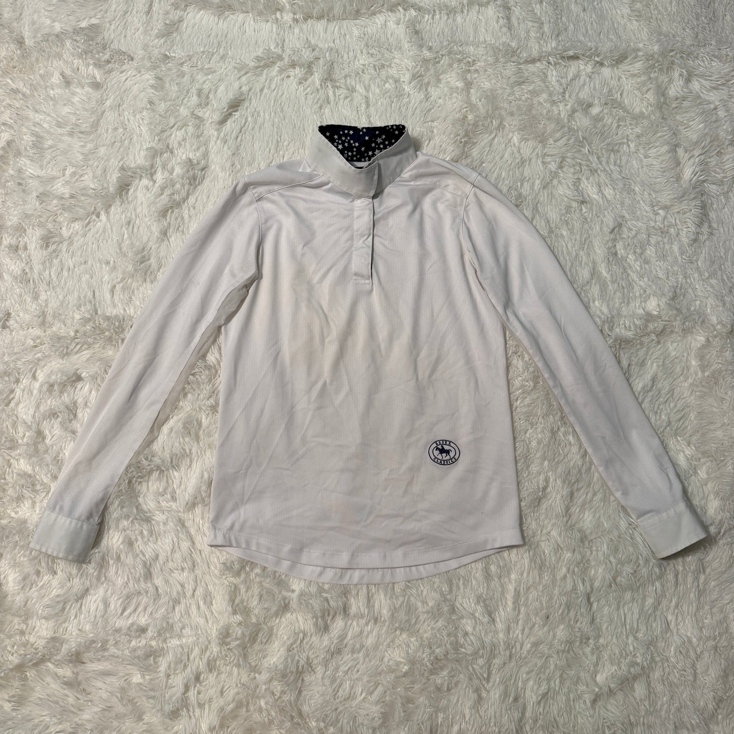 Child’s Large White Essex Classics Long Sleeve Horseback Riding Show Shirt