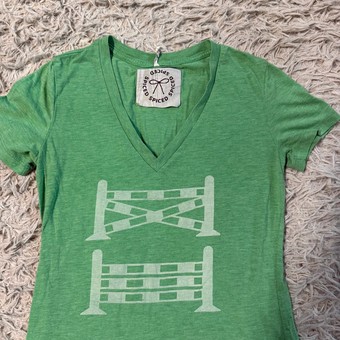 Women’s Medium Green Spiced Equestrian Horse Jump Riding T-Shirt