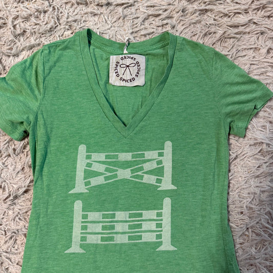 Women’s Medium Green Spiced Equestrian Horse Jump Riding T-Shirt