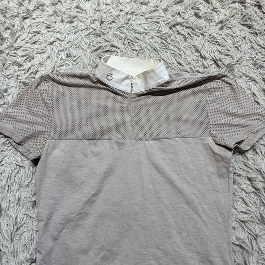Women’s Large Tan Cavalleria Toscana Short Sleeve Horseback Riding Show Shirt
