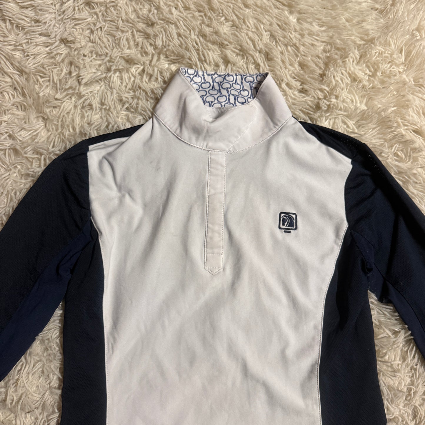 Child’s XL Navy/White Romfh Long Sleeve Horseback Riding Show Shirt