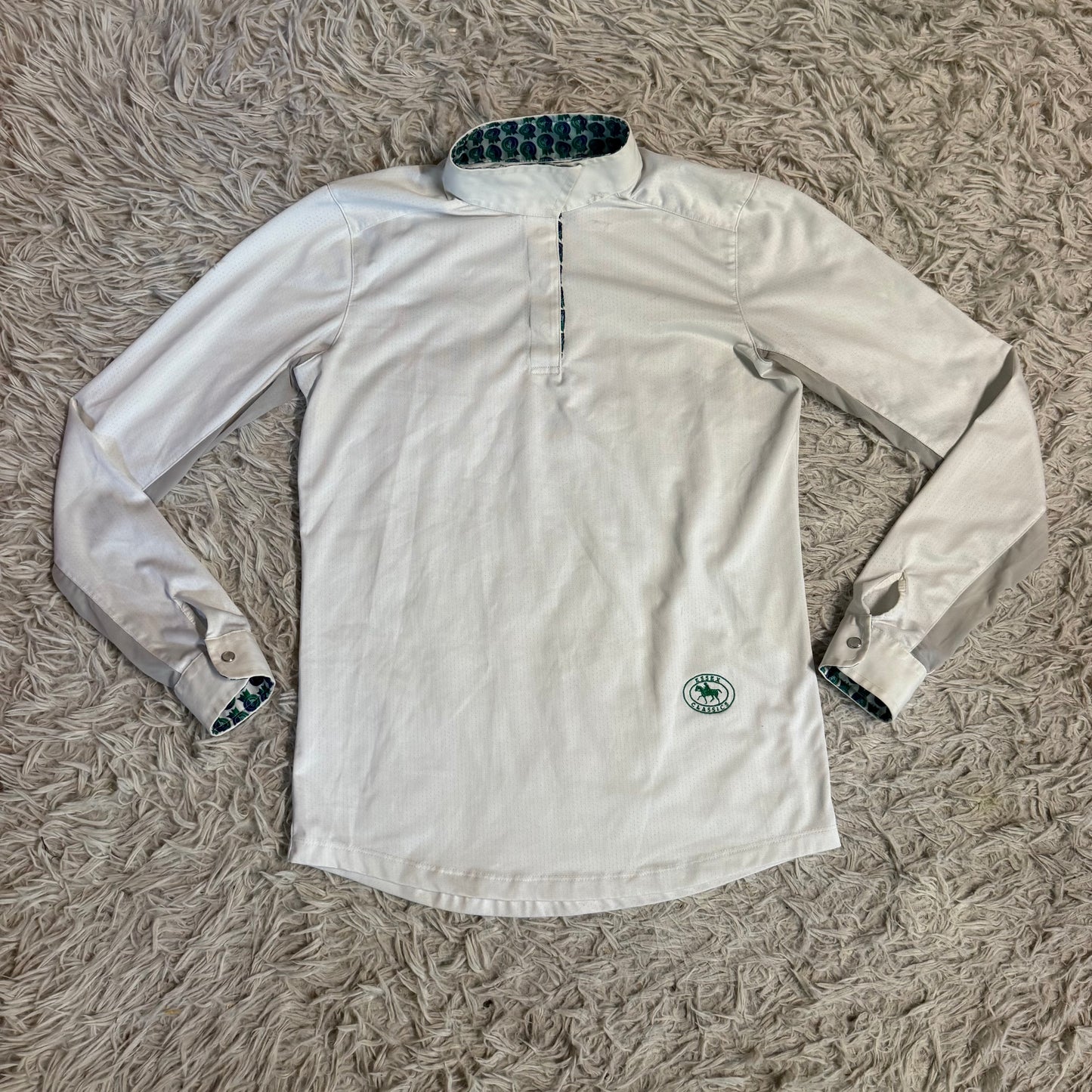 Girl’s XL White Essex Classics Long Sleeve Horseback Riding Show Shirt