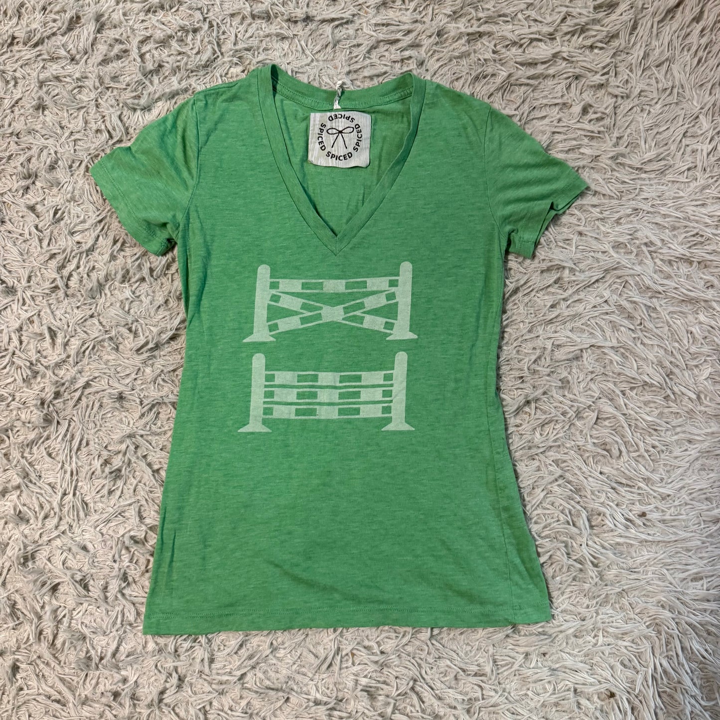 Women’s Medium Green Spiced Equestrian Horse Jump Riding T-Shirt