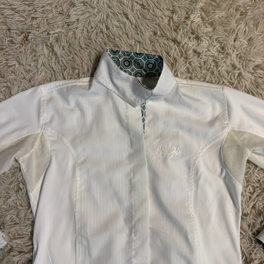 Child’s Size 10 White Equine Couture Long Sleeve Horseback Riding Show Shirt