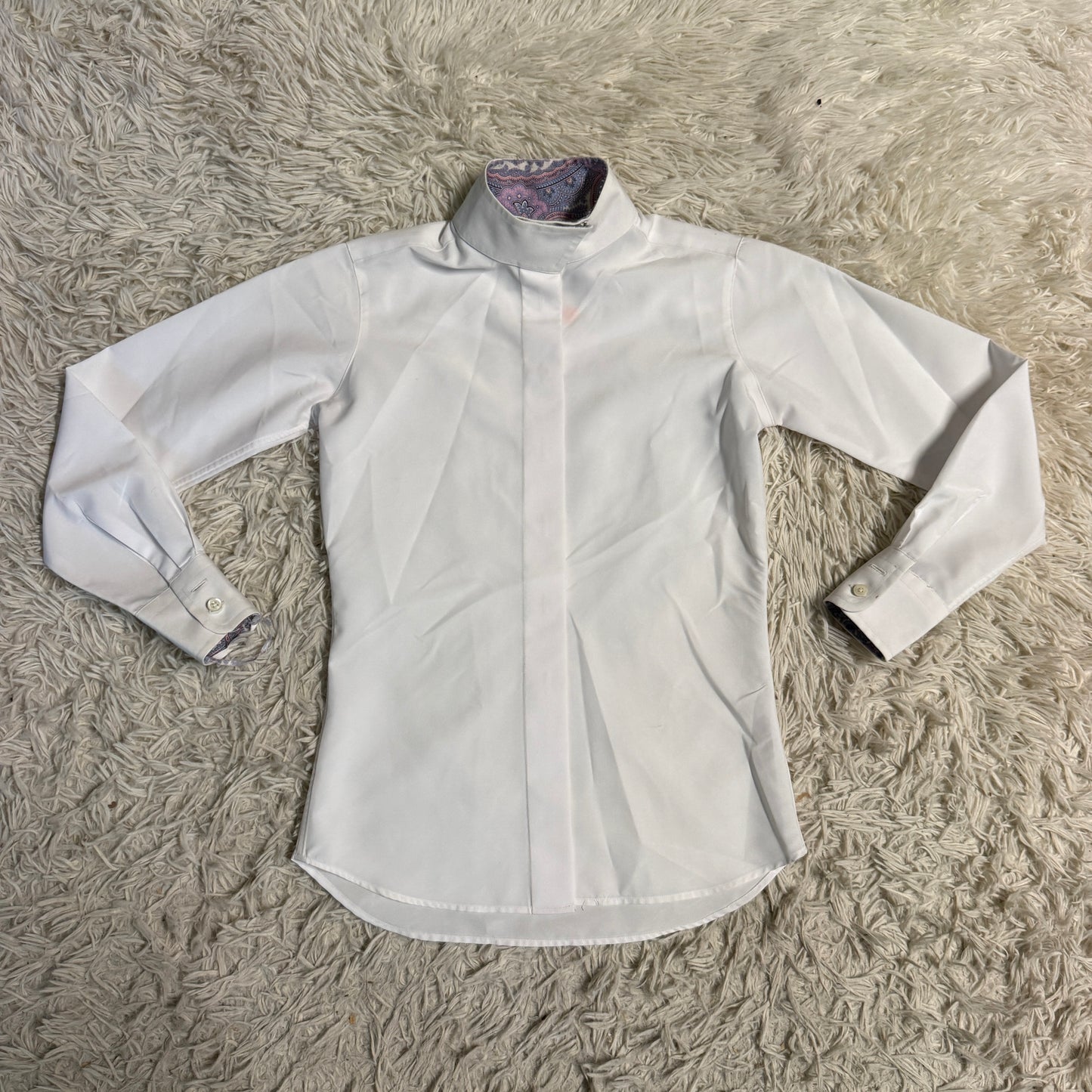 Child’s Size 8 White Essex Classics Long Sleeve Horseback Riding Show Shirt