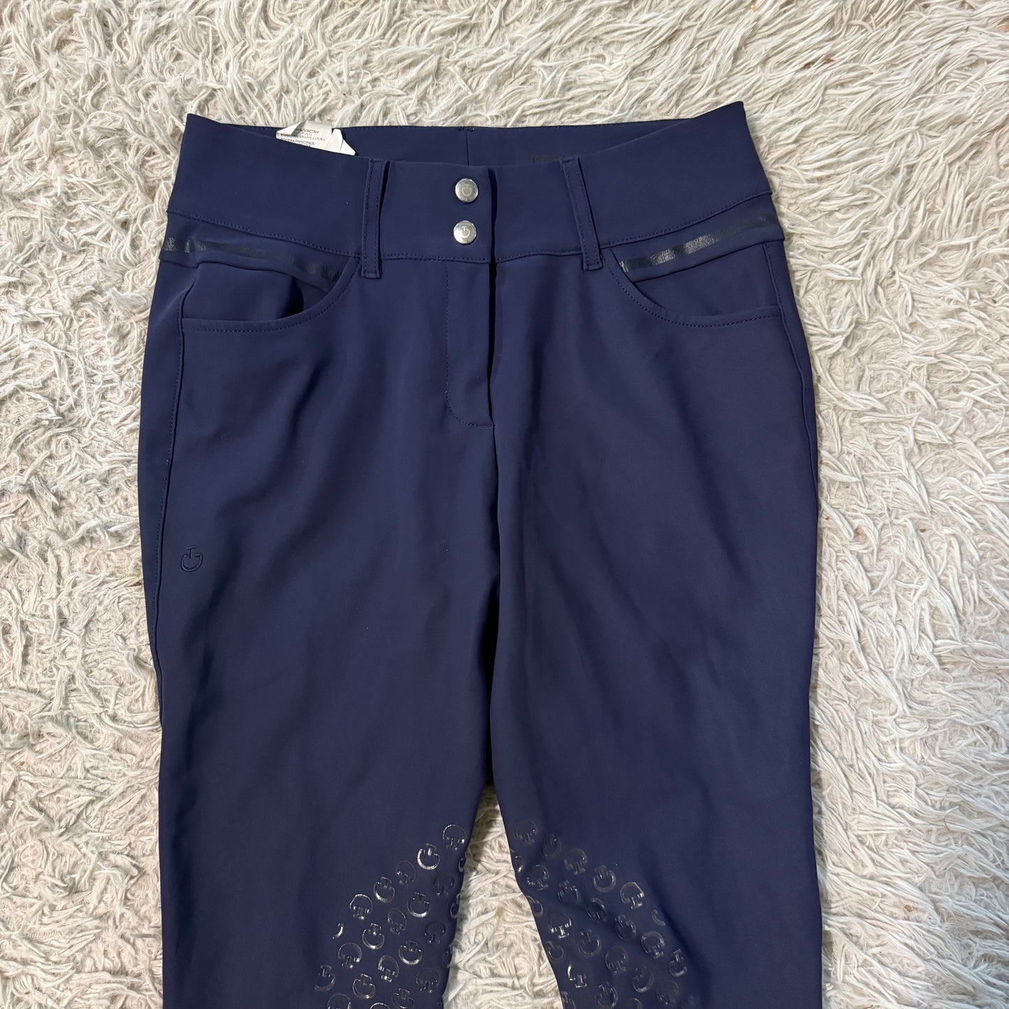 Women’s Size IT44 Navy Cavalleria Toscana Knee Patch Horseback Riding Breeches