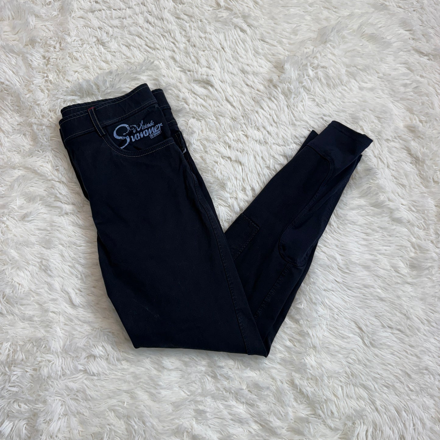 Women’s Size IT38 Navy Esperado Knee Patch Horseback Riding Breeches
