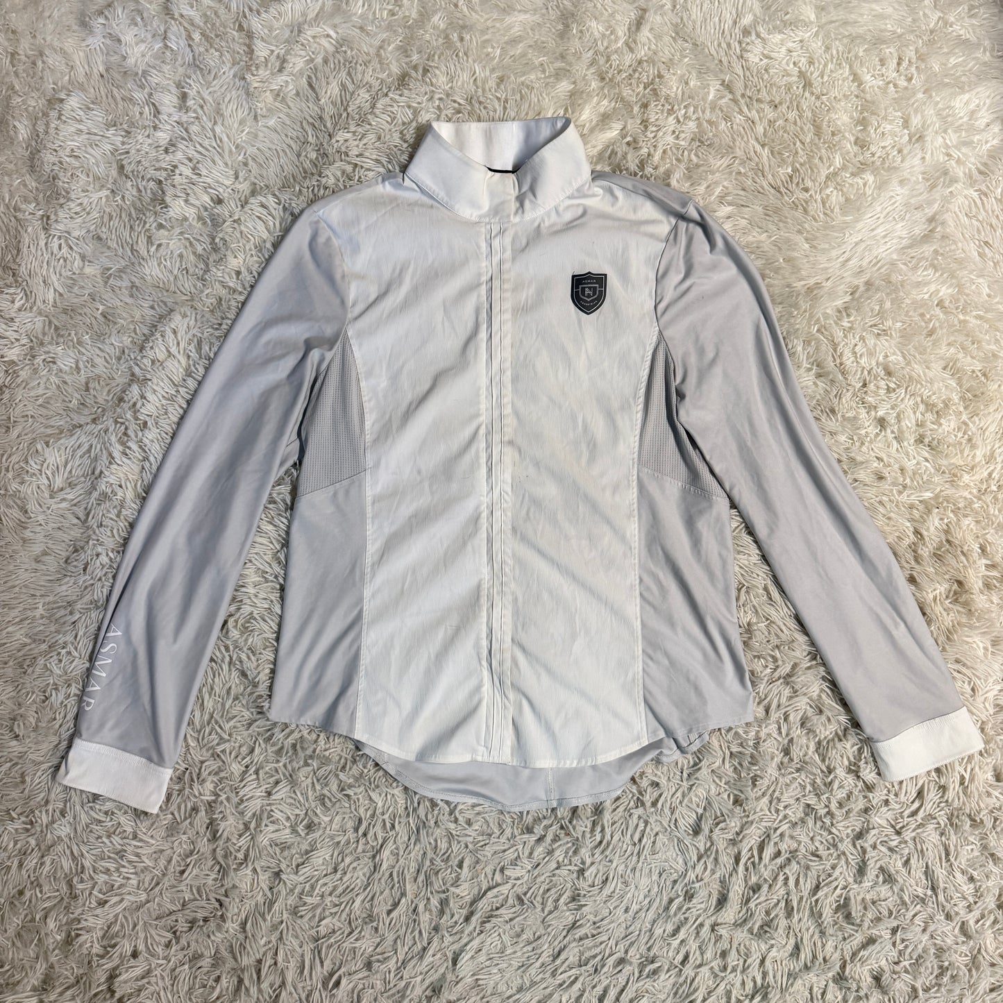 Women’s Size 2XL White/Grey Noel Asmar Long Sleeve Horseback Riding Show Shirt