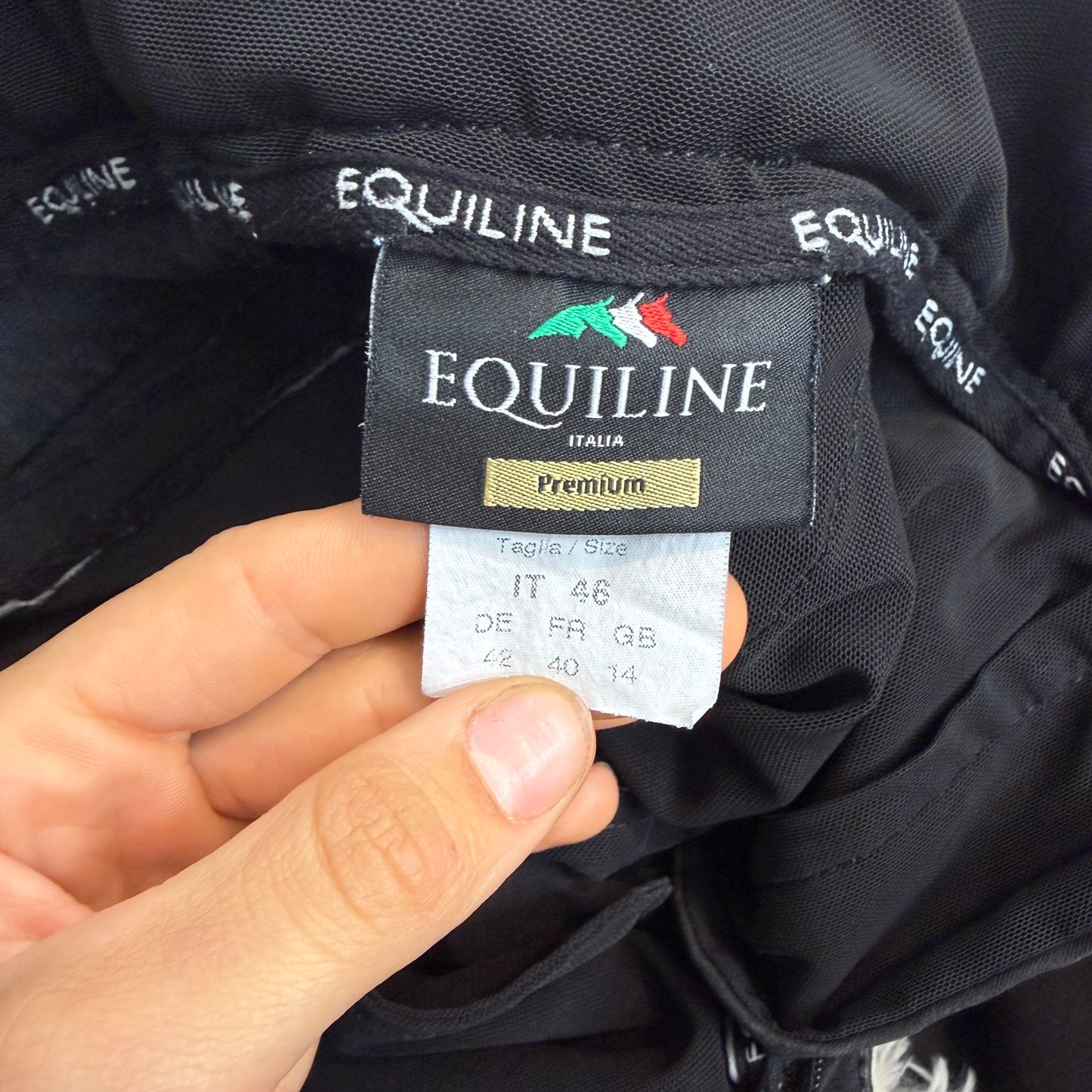 Women’s Size IT46 Black Equiline Knee Patch Horseback Riding Breeches