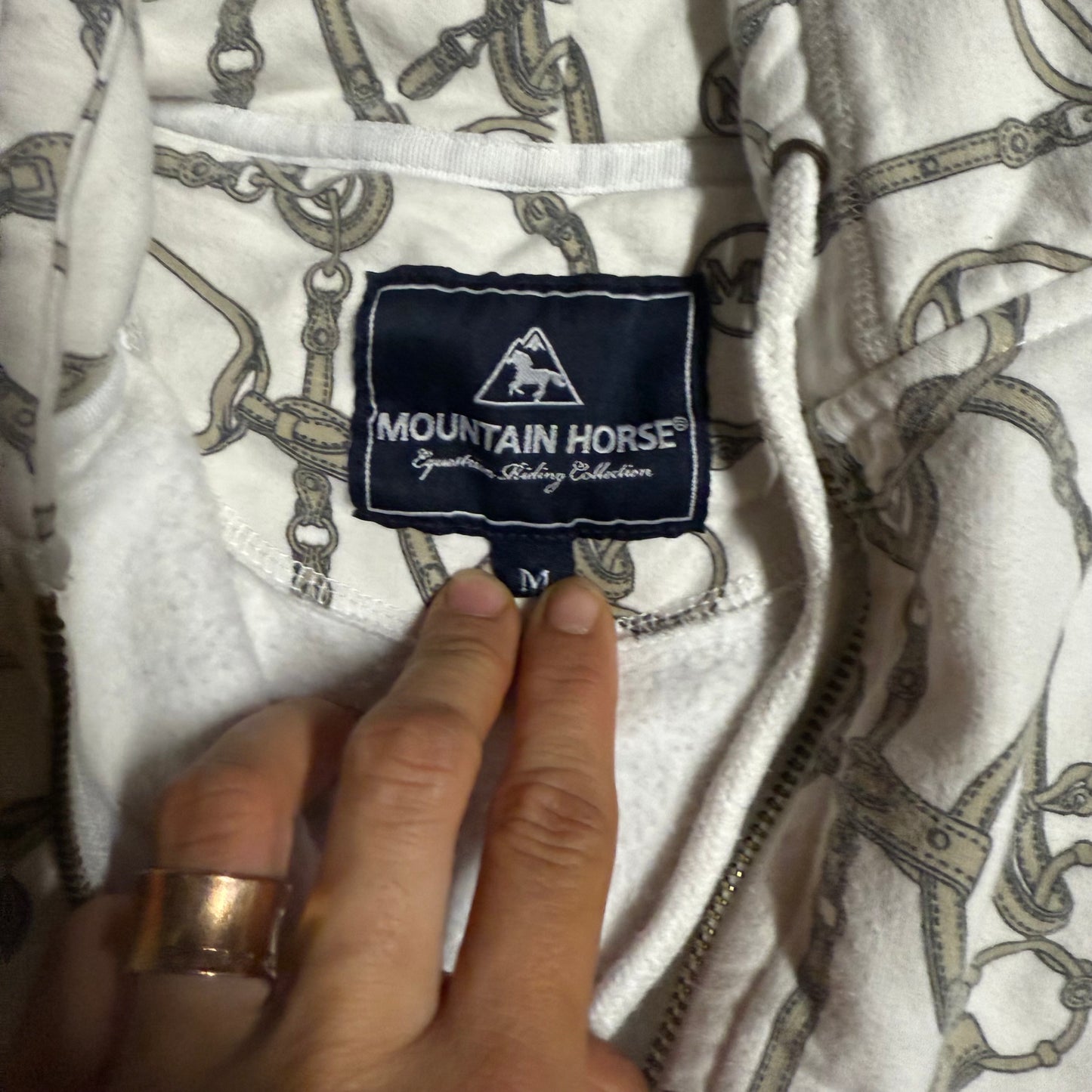 Women’s Medium White Mountain Horse Horseback Riding Equestrian Zip Up Jacket