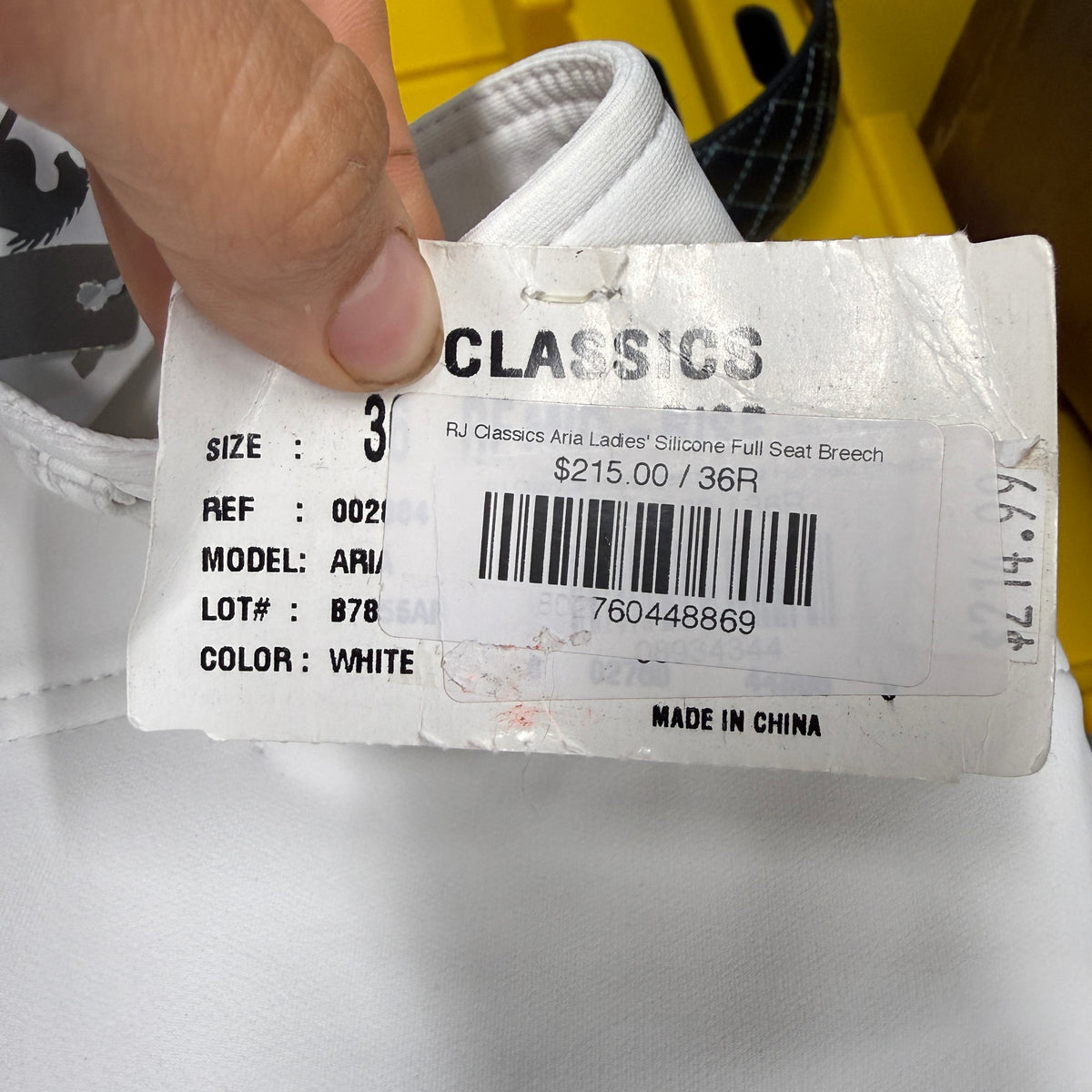 New Women’s Size 36R White RJ Classics Aria Full Seat Horseback Riding Breeches