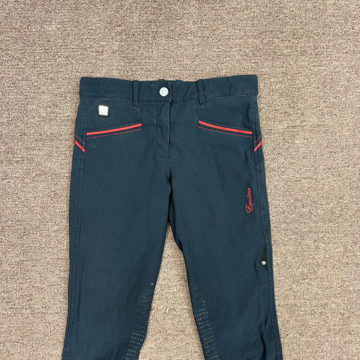 Women’s Size IT42 Navy Equiline Knee Patch Horseback Riding Breeches