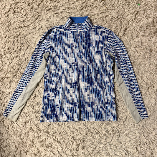 Women’s Large Ariat Blue Striped Pattern Long Sleeve Horseback Riding Sunshirt