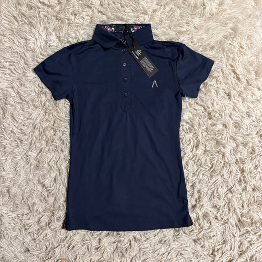 New Women’s XXS Navy Dublin Short Sleeve Horseback Riding Polo Shirt