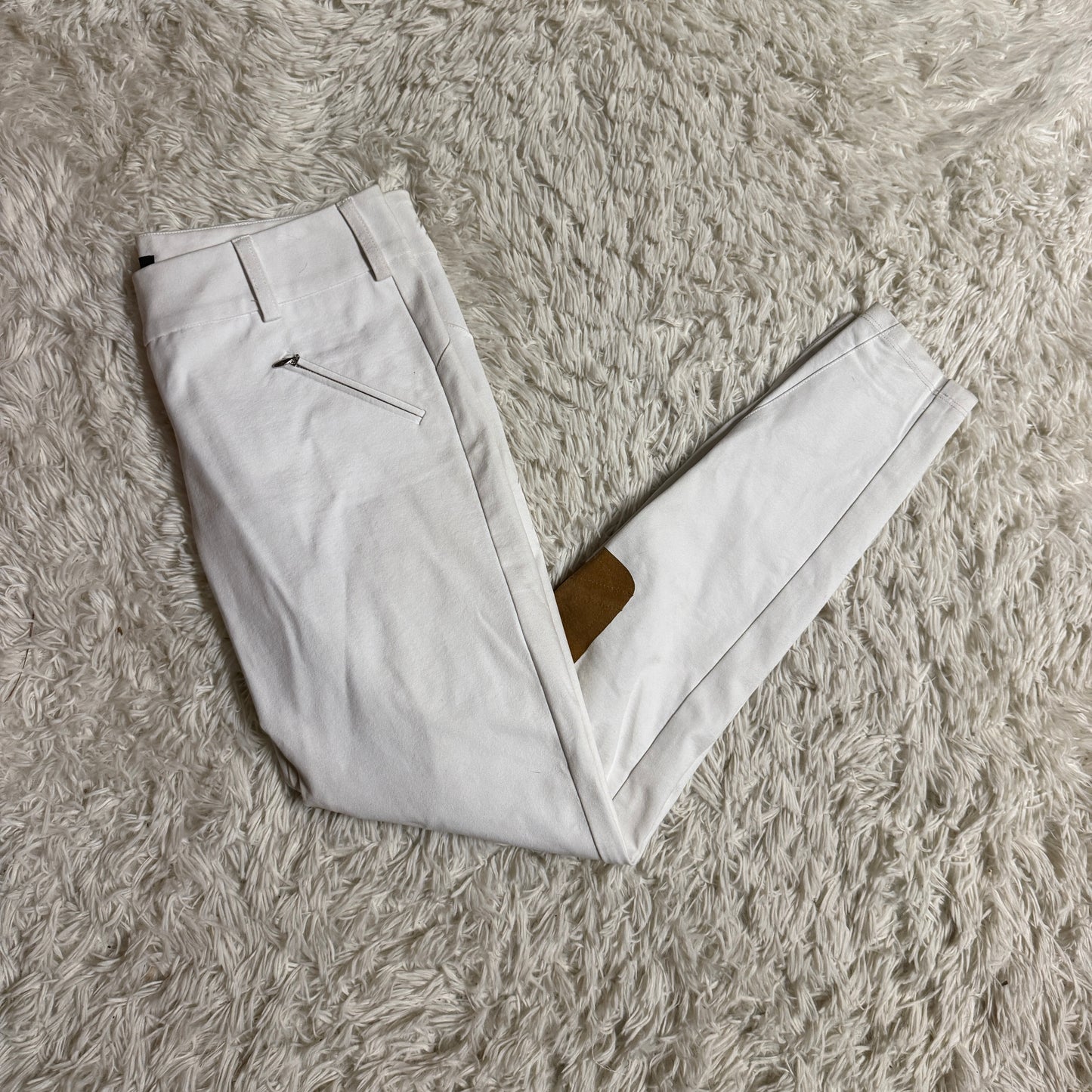 Women’s Size 30L White Free Rein Knee Patch Horseback Riding Breeches