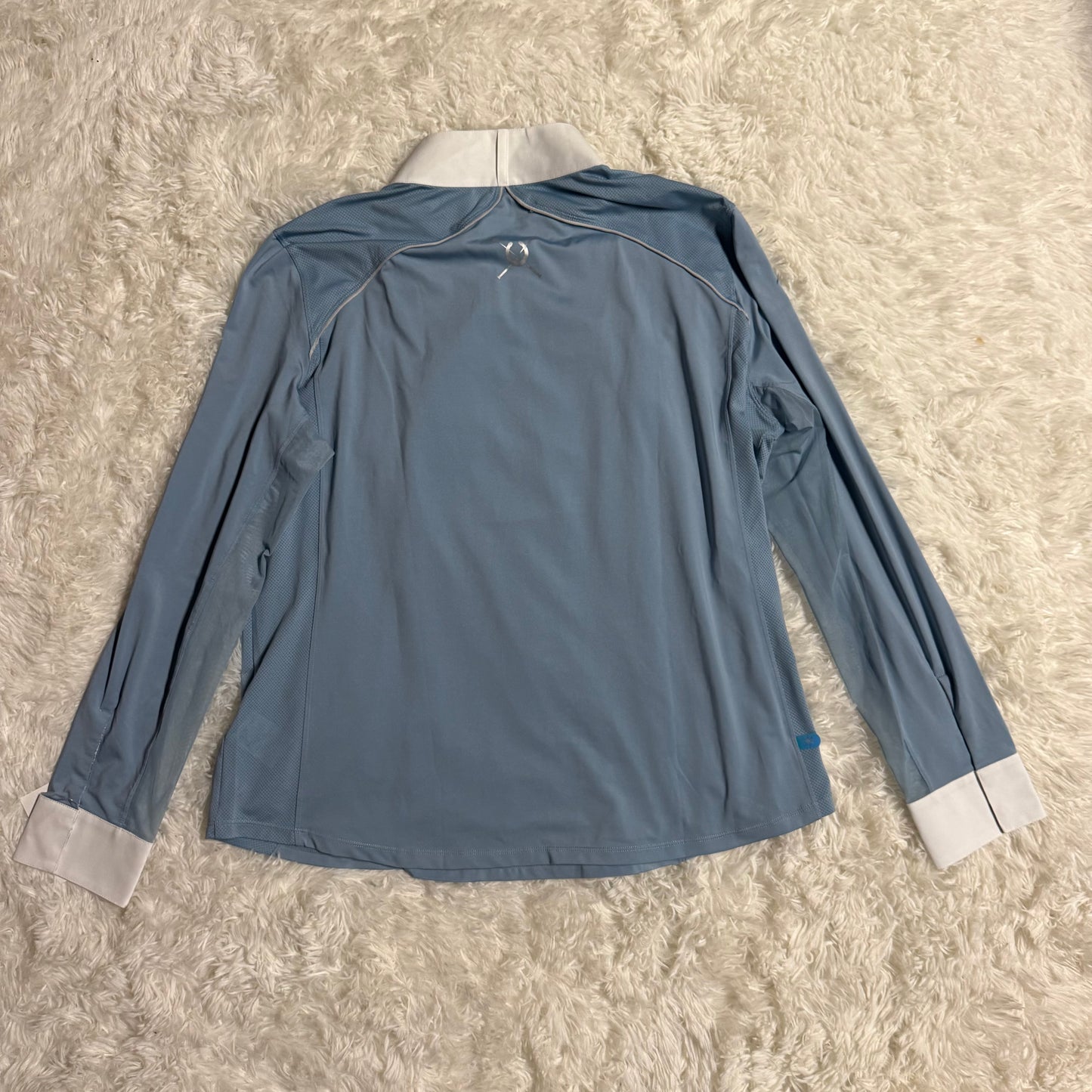 Women’s XXL Blue/White Chestnut Bay Long Sleeve Horseback Riding Show Shirt