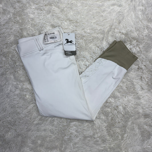 New Women’s Size 36R White RJ Classics Aria Full Seat Horseback Riding Breeches