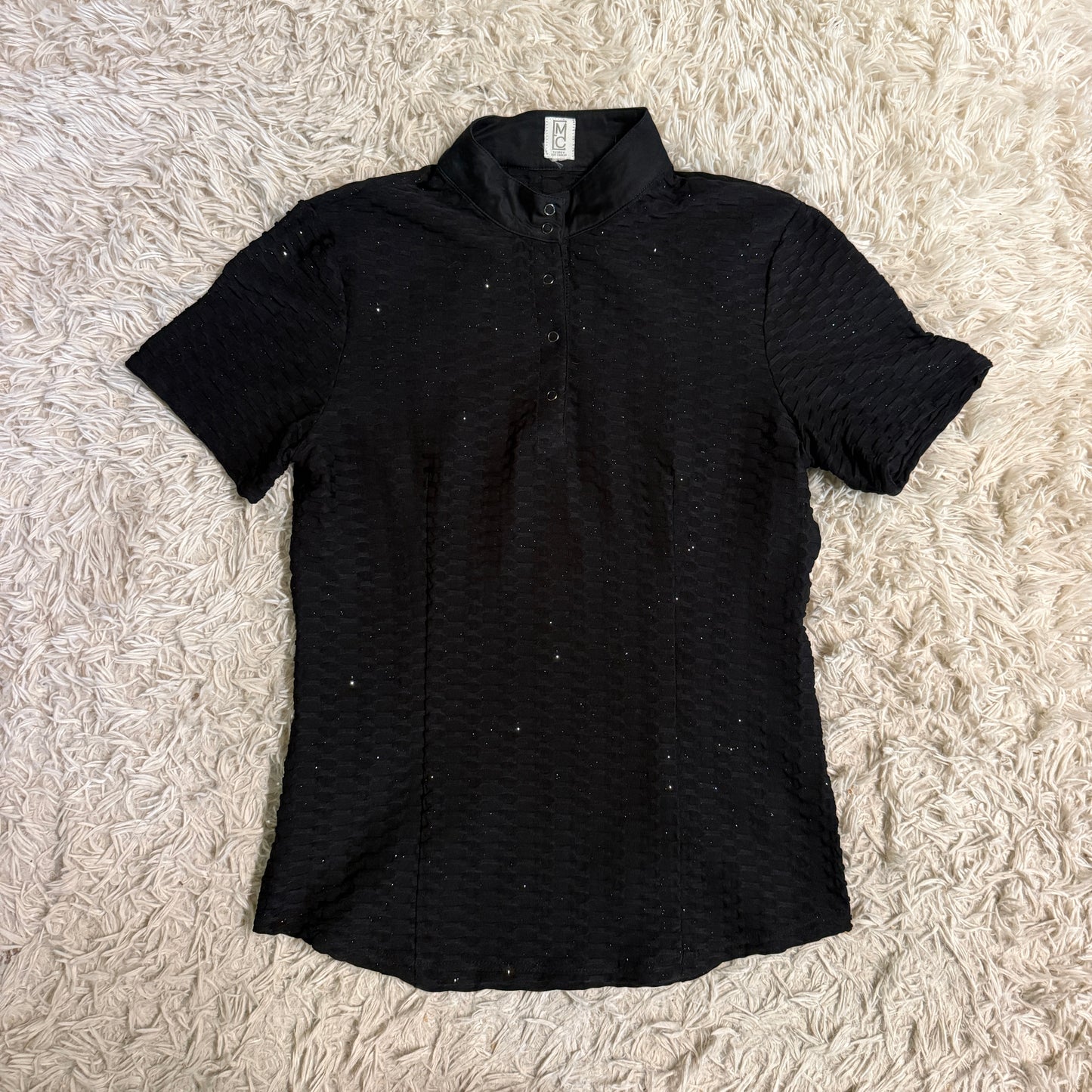 Women’s Large Black Emcee Equestrian Short Sleeve Horseback Riding Show Shirt