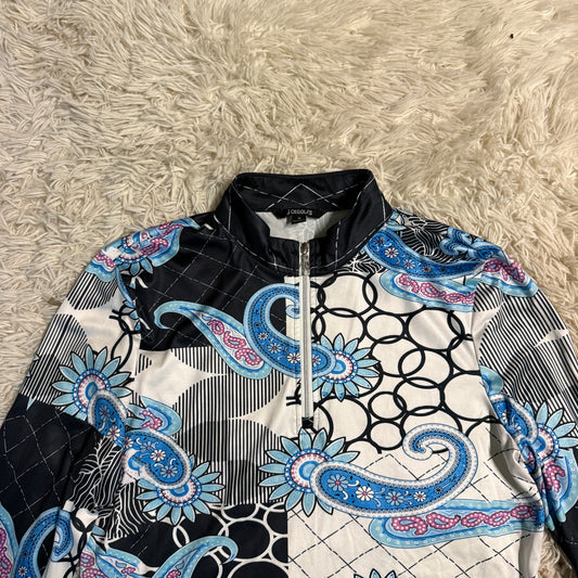 Women’s Medium Blue Pattern Acegolfs Long Sleeve Horseback Riding Sunshirt