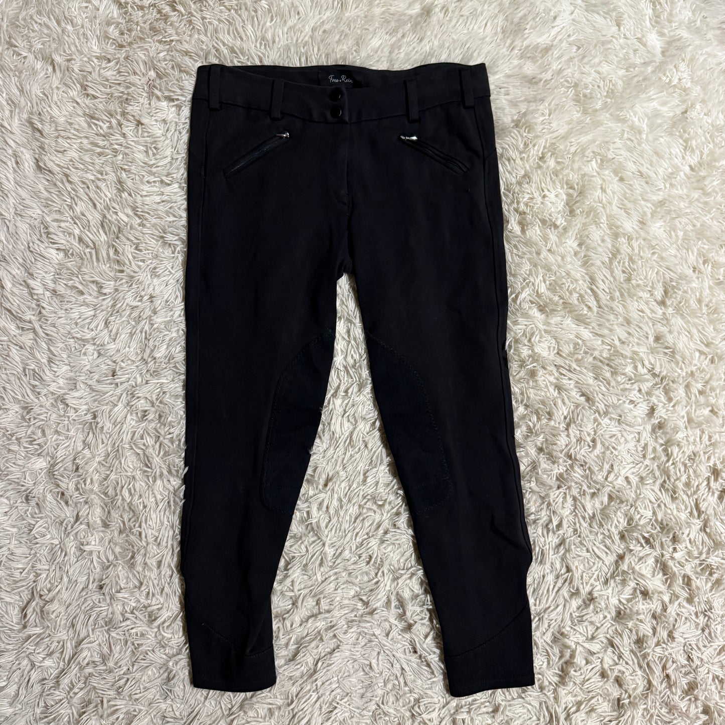 Women’s Size 30L Black Free Rein Knee Patch Horseback Riding Breeches