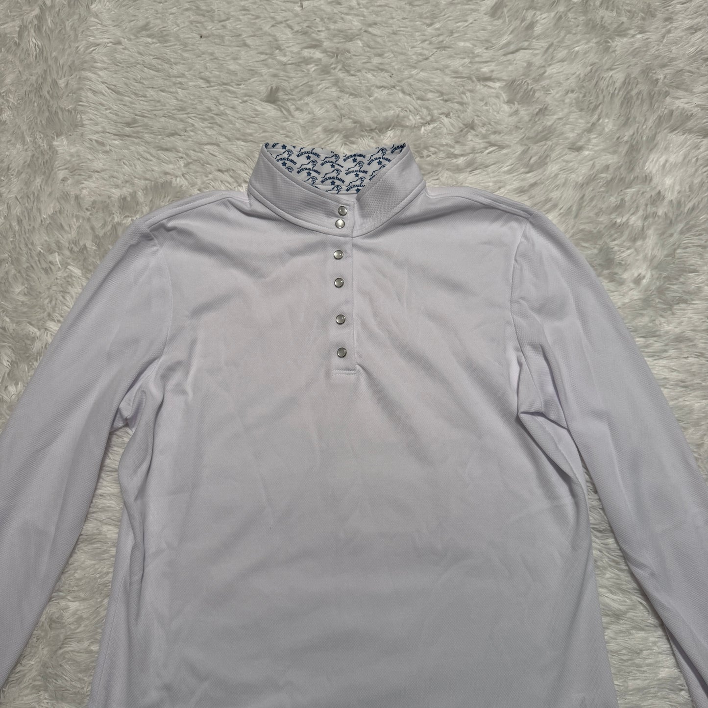 Women’s Large White ECE Equestrian Long Sleeve Horseback Riding Show Shirt