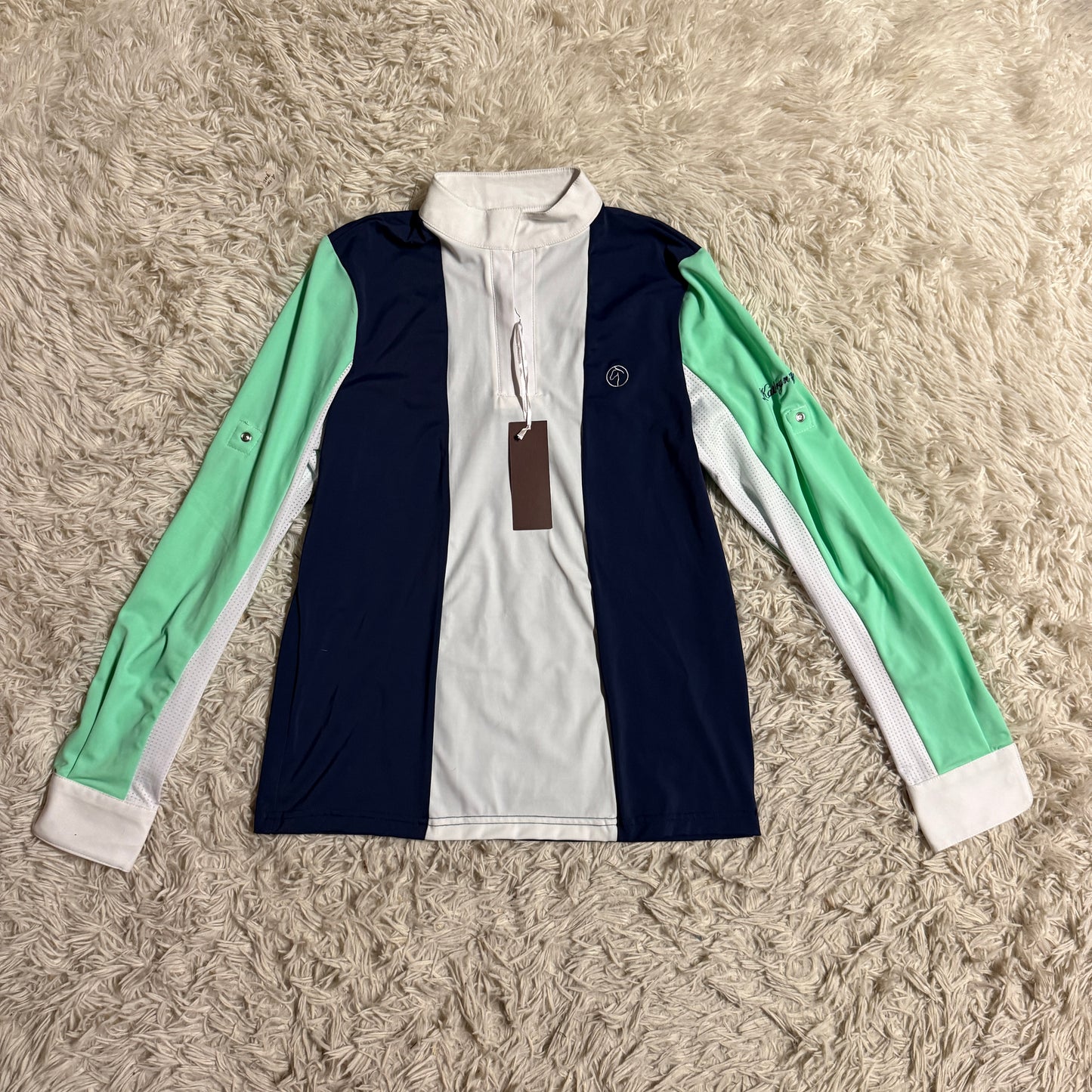 New Child’s Large Blue Kathryn Lily Long Sleeve Horseback Riding Show Shirt