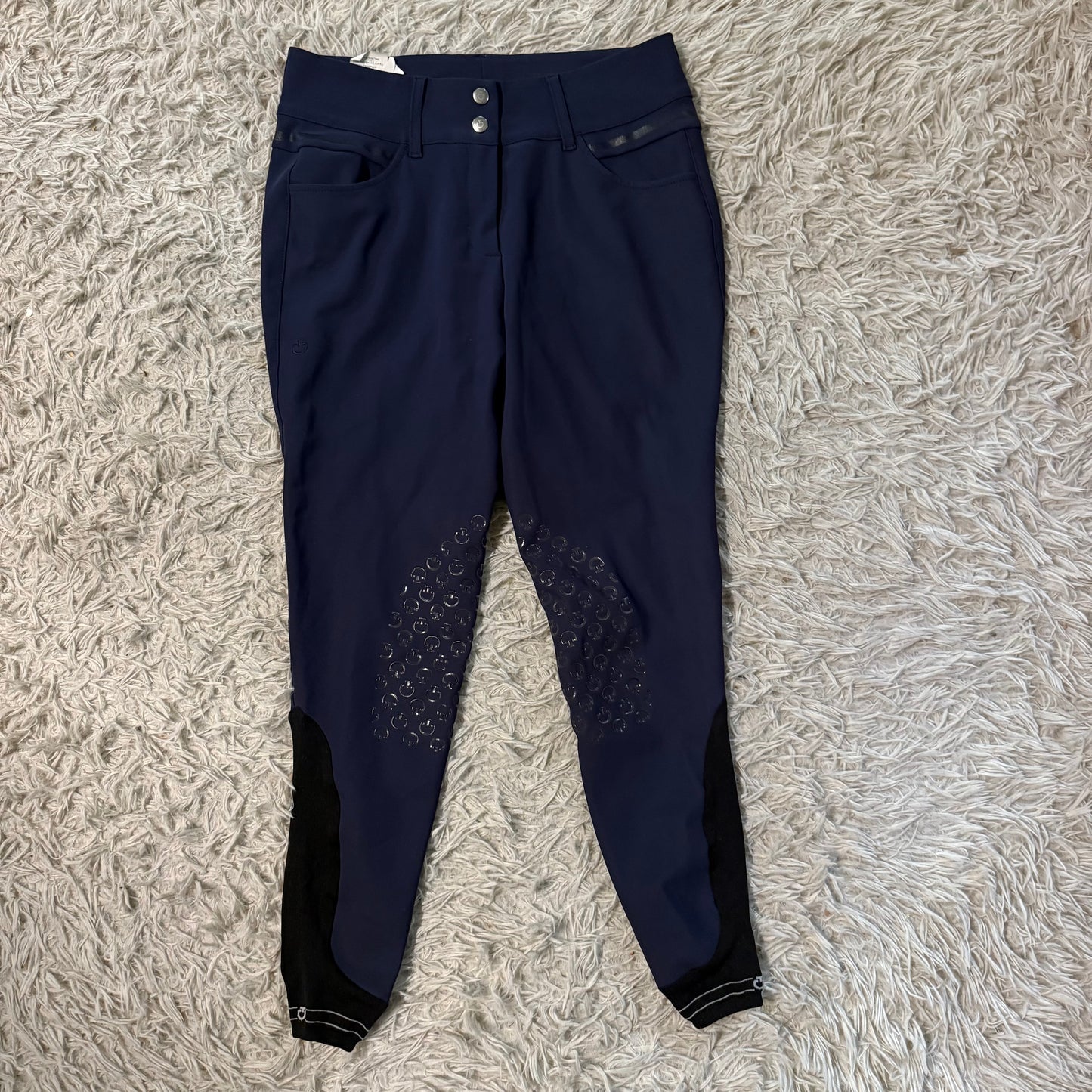 Women’s Size IT44 Navy Cavalleria Toscana Knee Patch Horseback Riding Breeches