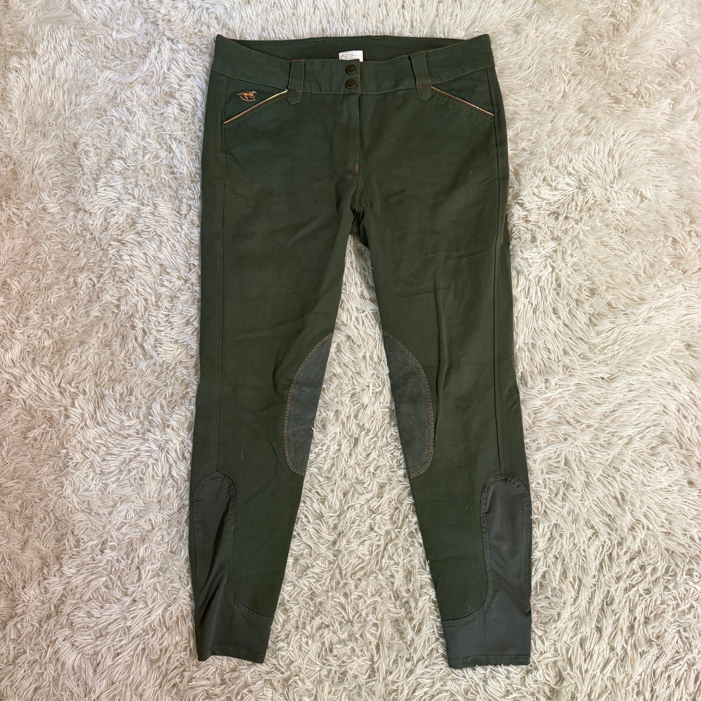 Women’s Size 34L Green Smartpak Piper Knee Patch Horseback Riding Breeches