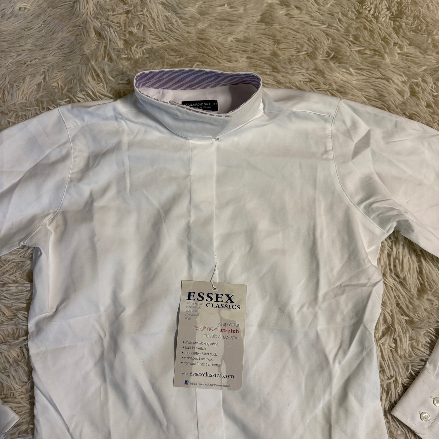 New Child’s Size 16 White Essex Classics Long Sleeve Horseback Riding Show Shirt