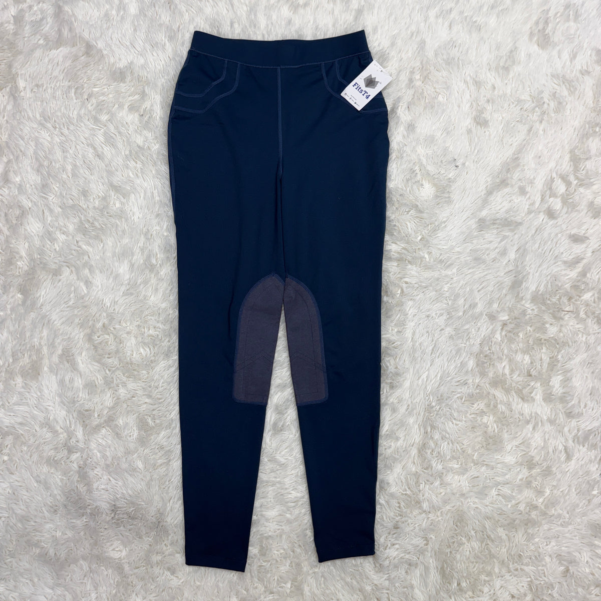 New Women’s XL Blue FitsT4 Knee Patch Horseback Riding Tights