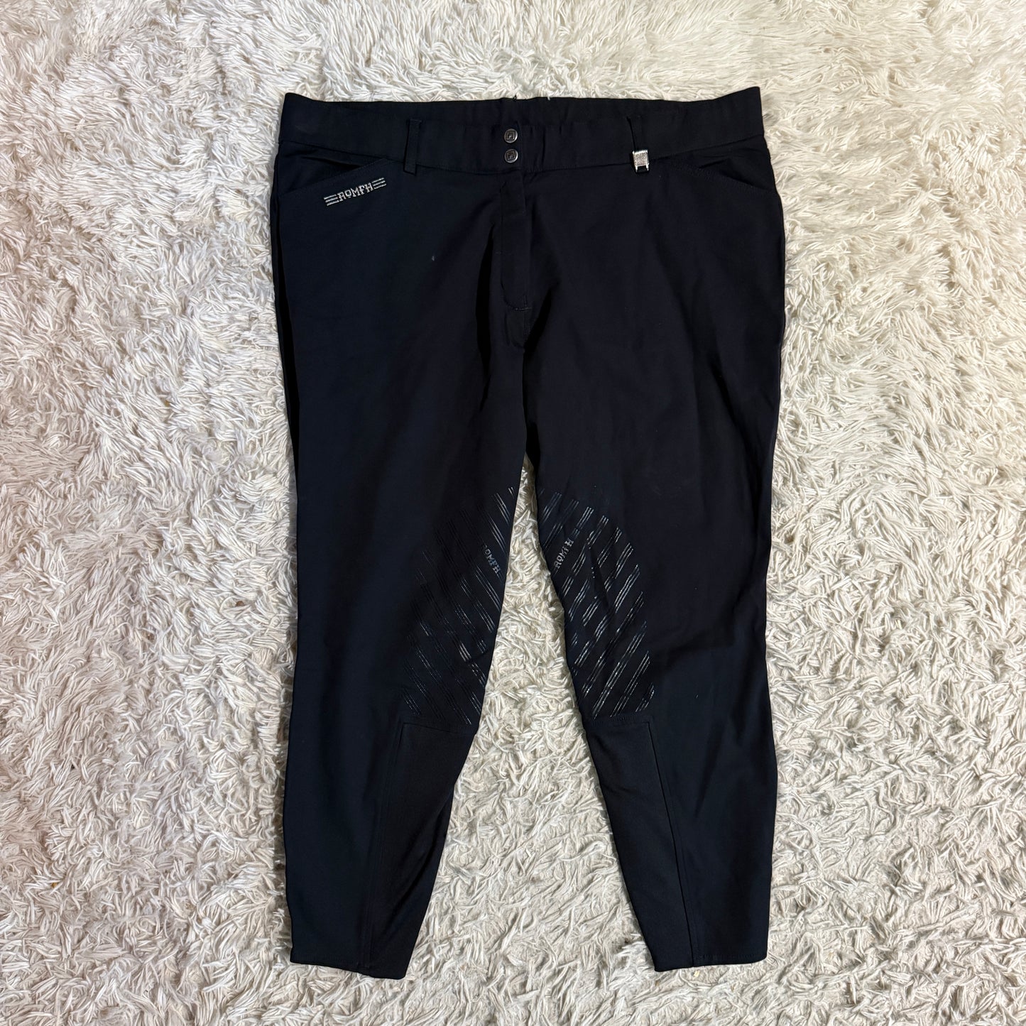 Women’s Size 40R Black Romfh Knee Patch Horseback Riding Breeches
