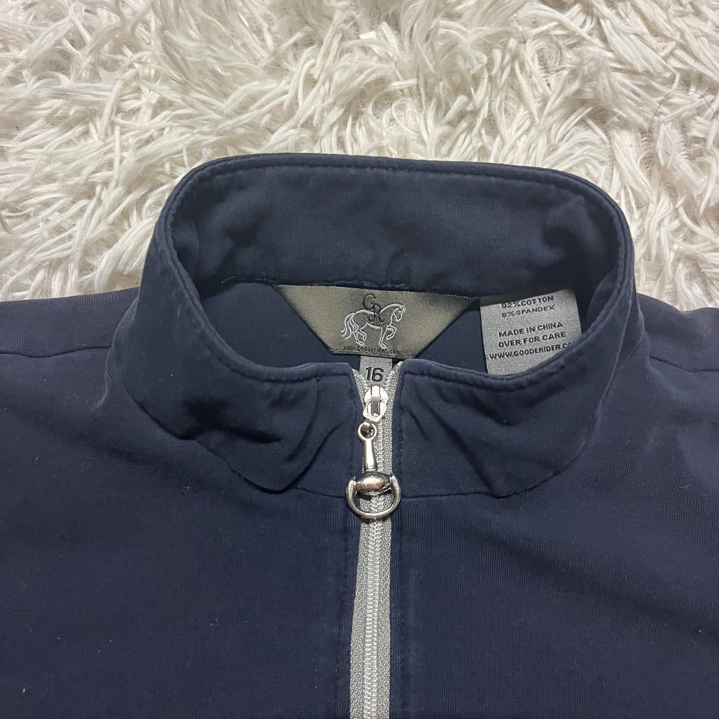 Girl’s Size 16 Navy Goode Rider Long Sleeve Horseback Riding Shirt