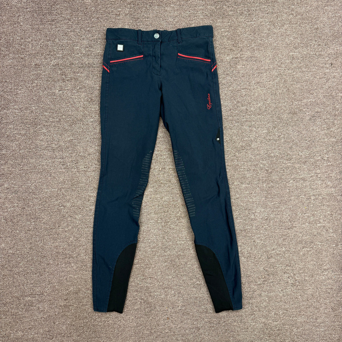 Women’s Size IT42 Navy Equiline Knee Patch Horseback Riding Breeches