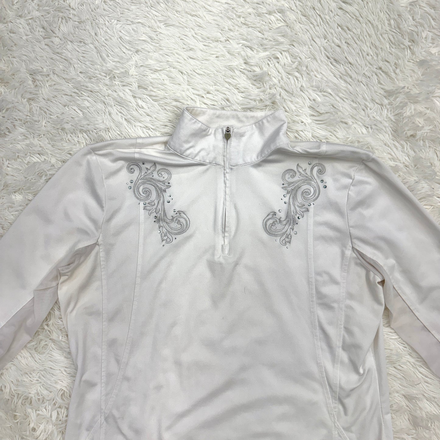 Women’s Large White Sparkle Ariat Long Sleeve Horseback Riding Sunshirt